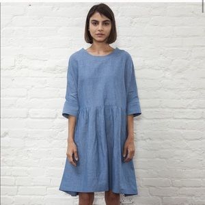 Mini maxi denim smock dress